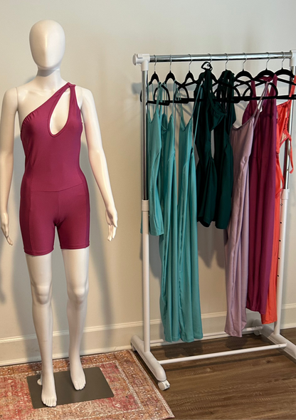 Magenta One-Piece Shorts Set