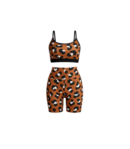 Giraffe Crisscross One-Piece Shorts Set