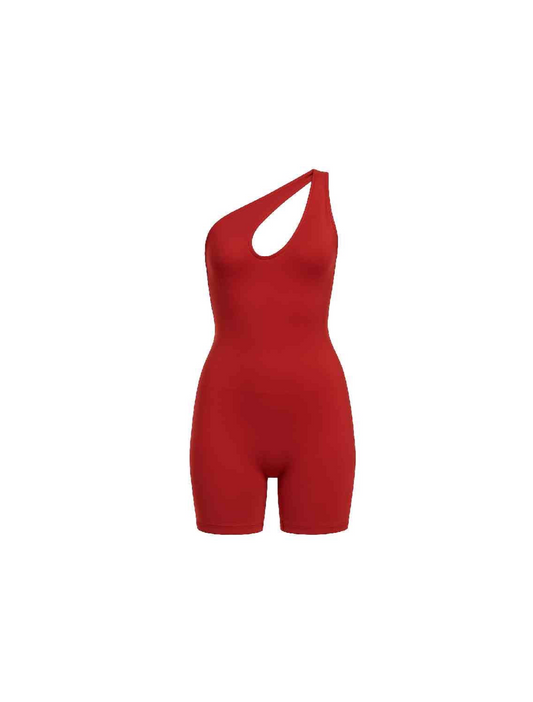 Red Cutout One-Piece Shorts Set