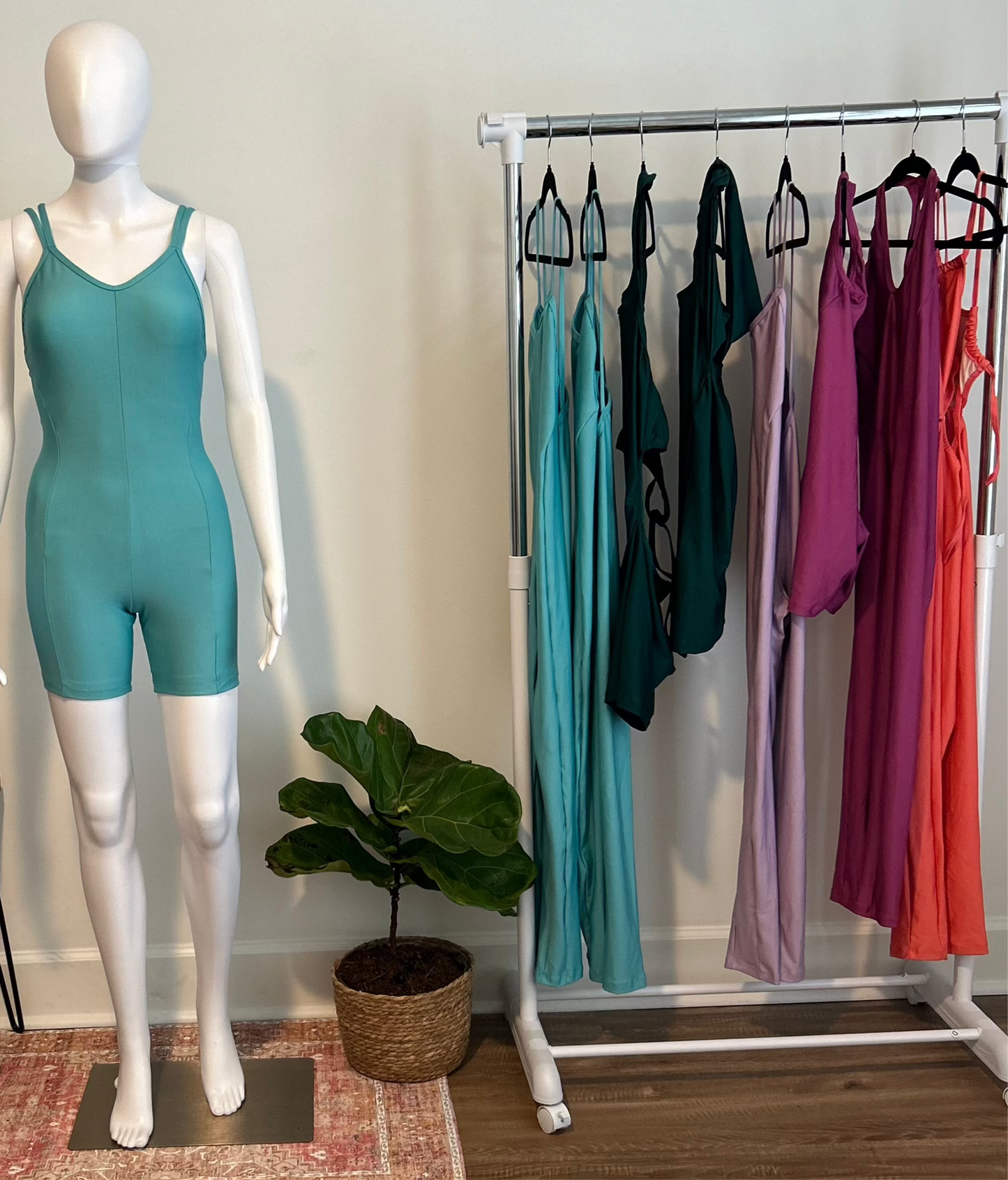 Teal Crisscross One-Piece Shorts Set