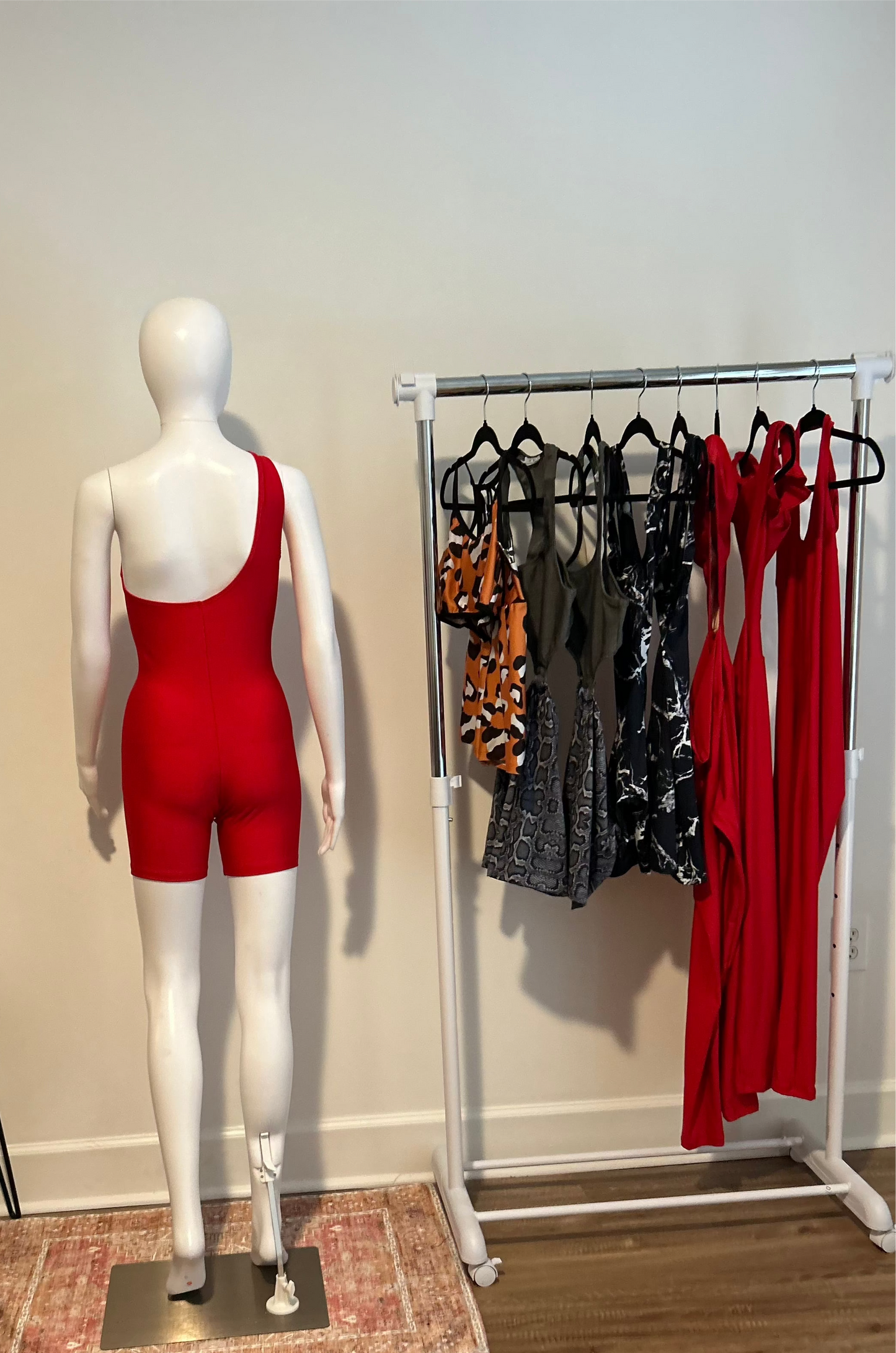 Red Cutout One-Piece Shorts Set