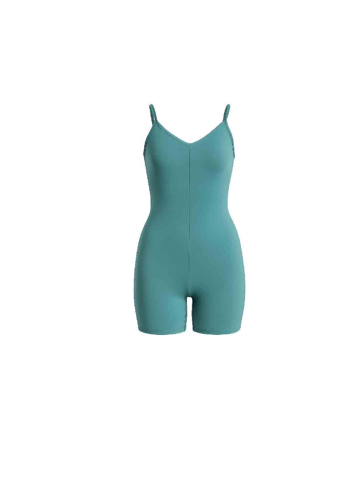 Teal Crisscross One-Piece Shorts Set
