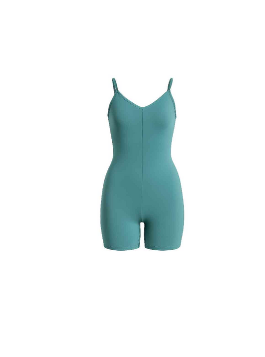 Teal Crisscross One-Piece Shorts Set
