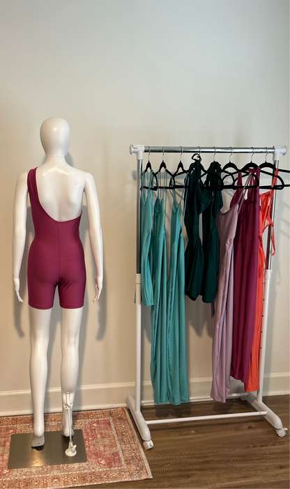 Magenta One-Piece Cutout Shorts Set