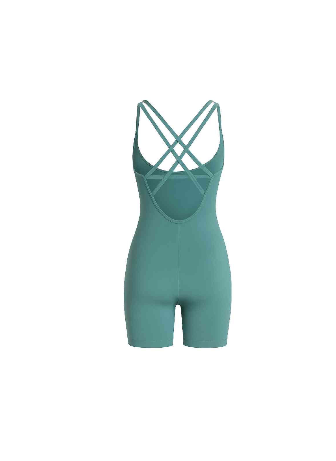 Teal Crisscross One-Piece Shorts Set