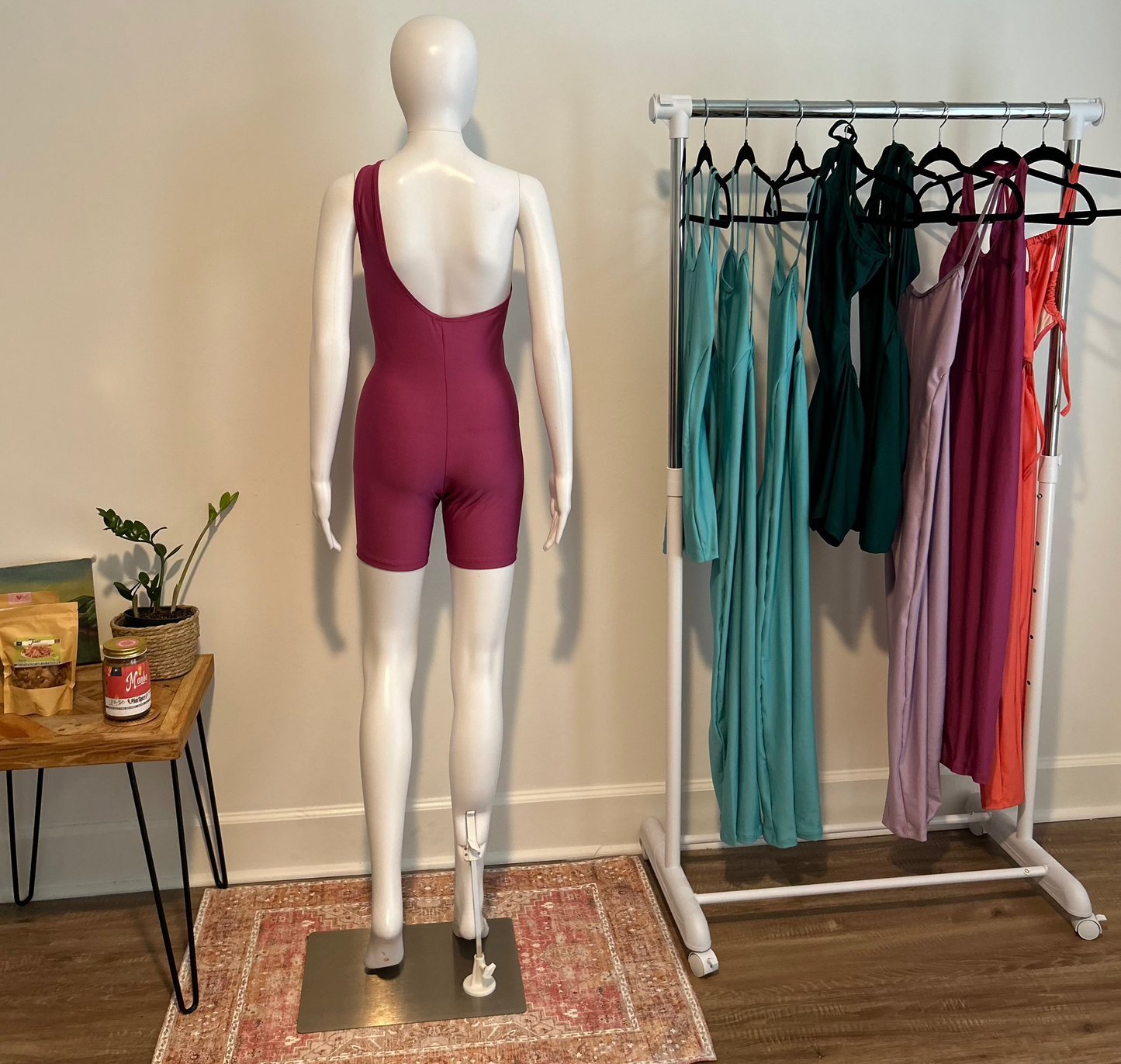 Magenta One-Piece Shorts Set