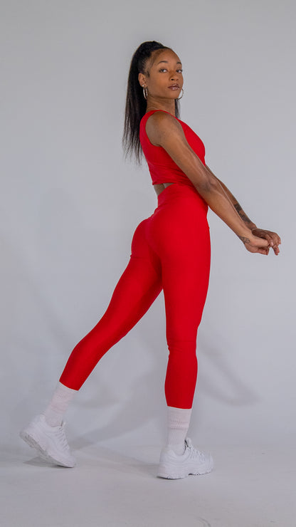 Red One-Piece Cutout Jumpsuit