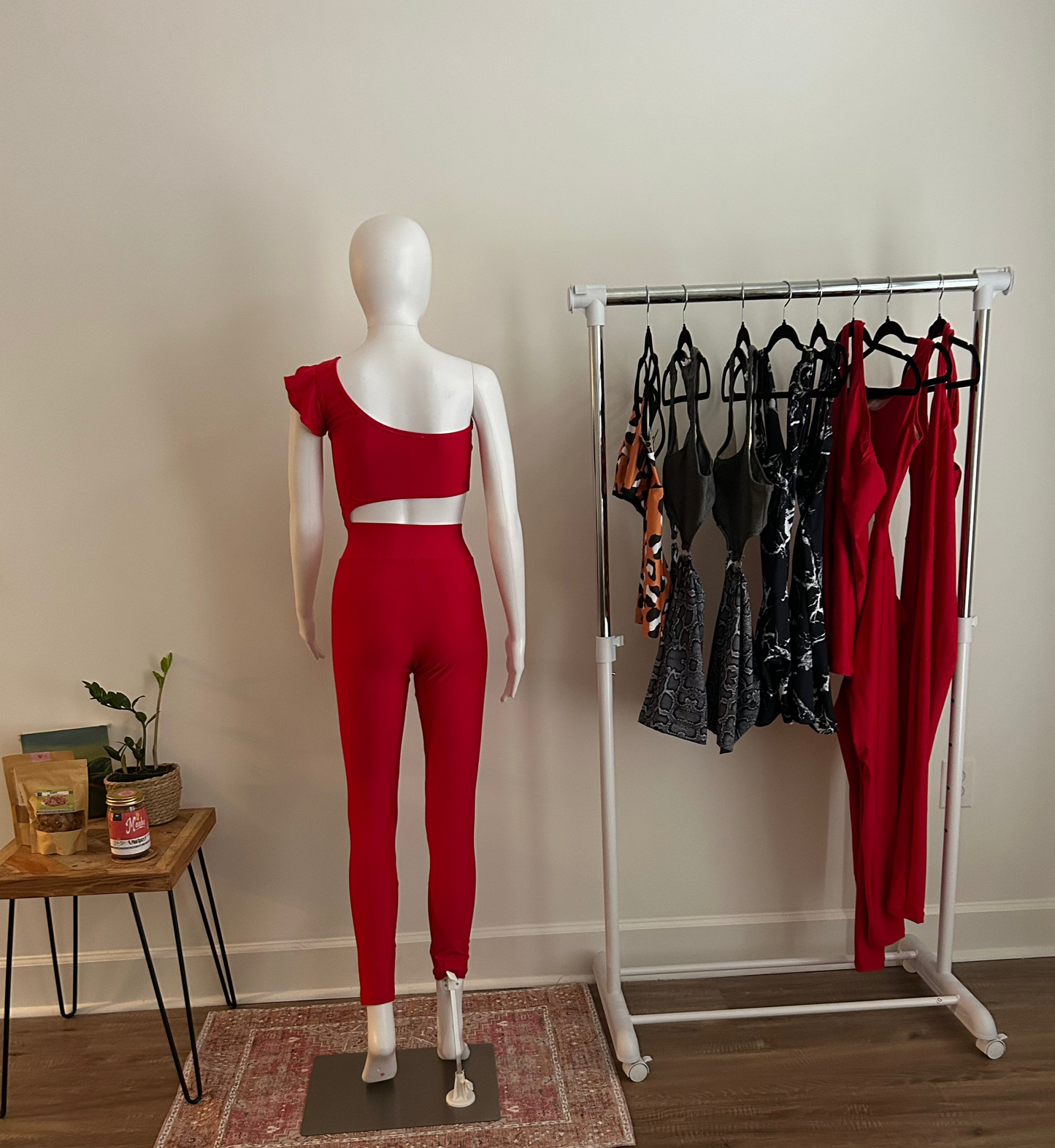 Red Flare One-Piece Cutout Jumpsuit