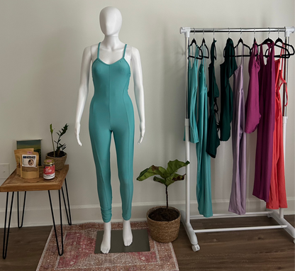 Teal Long Crisscross One-Piece