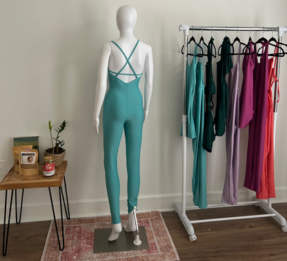 Teal Long Crisscross One-Piece